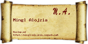 Mingl Alojzia névjegykártya
